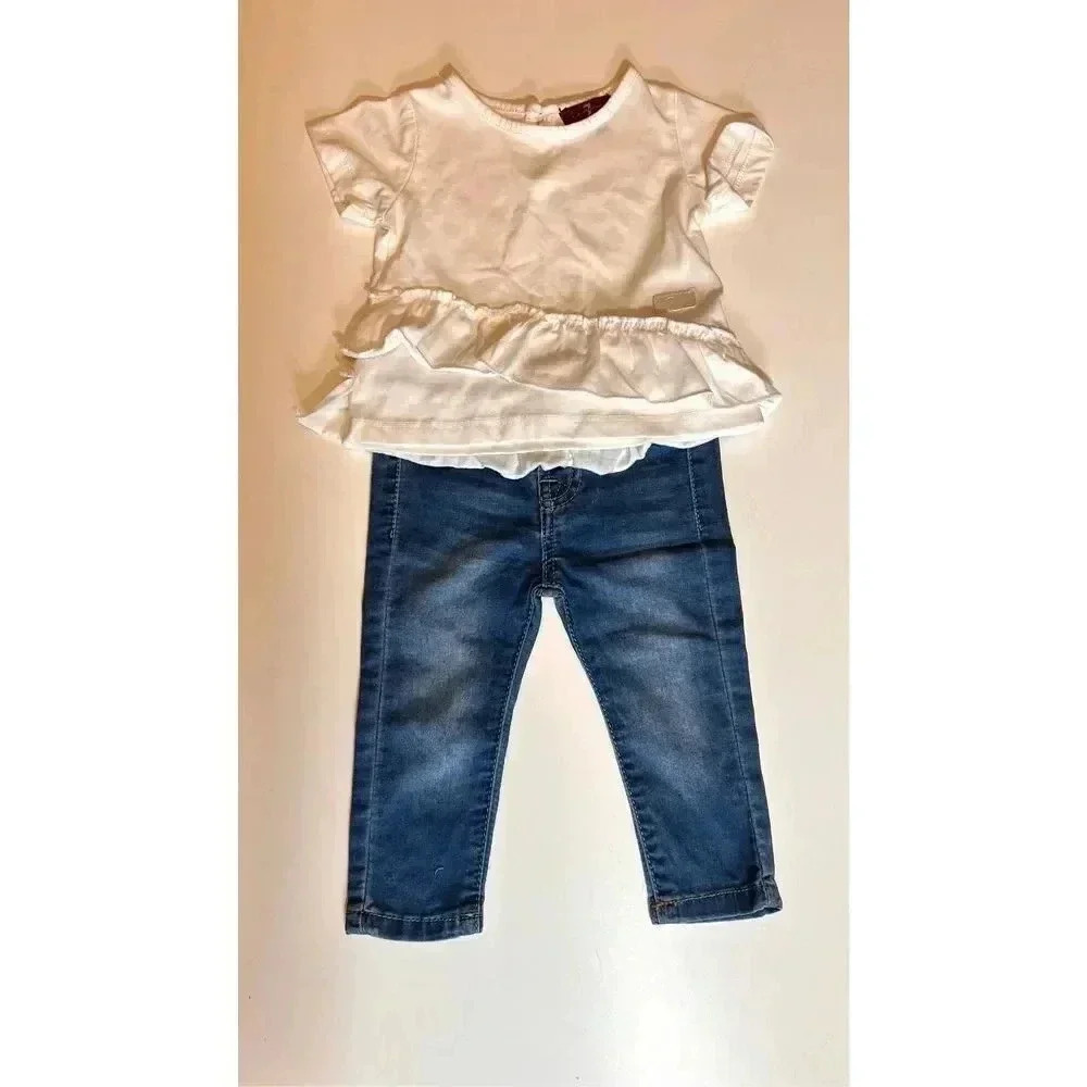 7 for All Mankind Girls 12 Month Set White Top & Blue Jeans